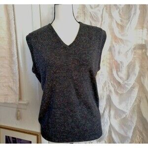 NWT Magaschoni Sweater Vest Women Size S  Gray w/ Red Blue Shimming $88